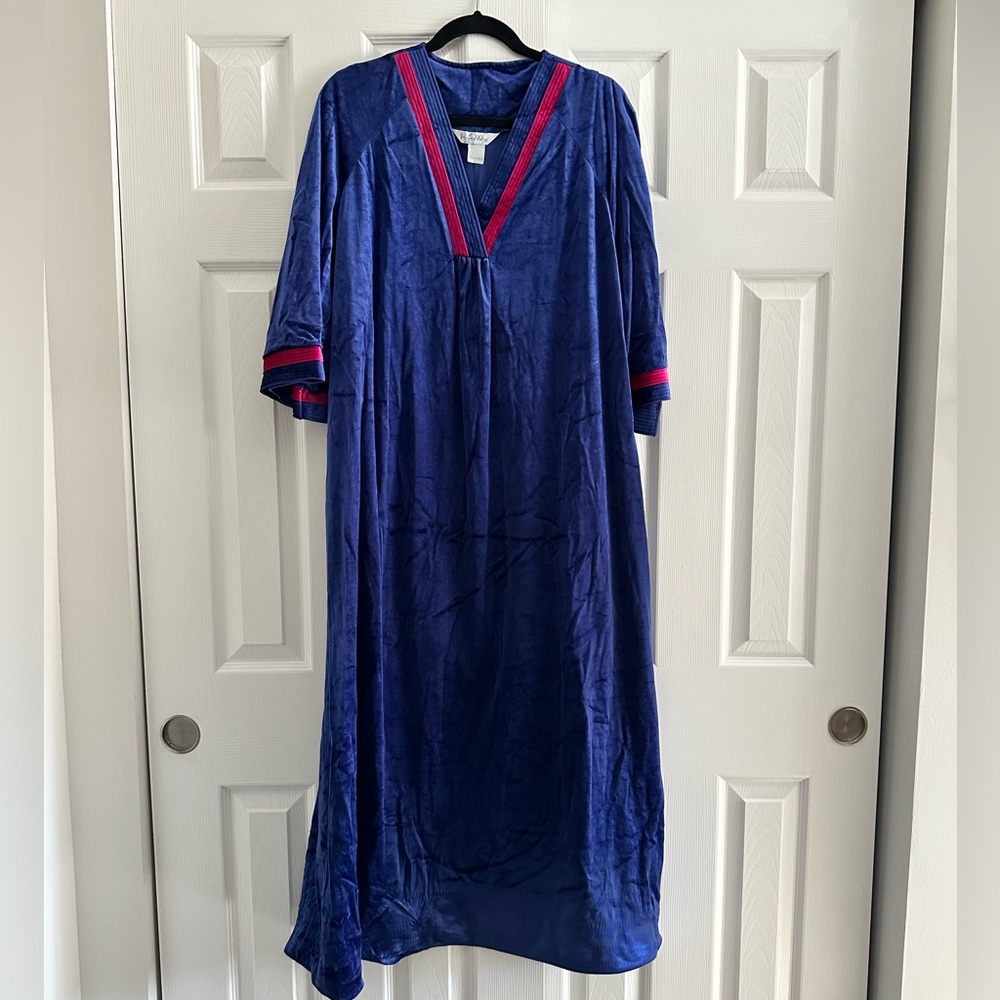 Vintage Blue and Pink Velvet House Dress by Sears
